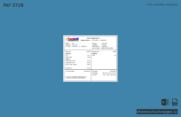 Teambuild Solutions Ptr Ltd Gehaltsabrechnungsbeispiel Vorschau